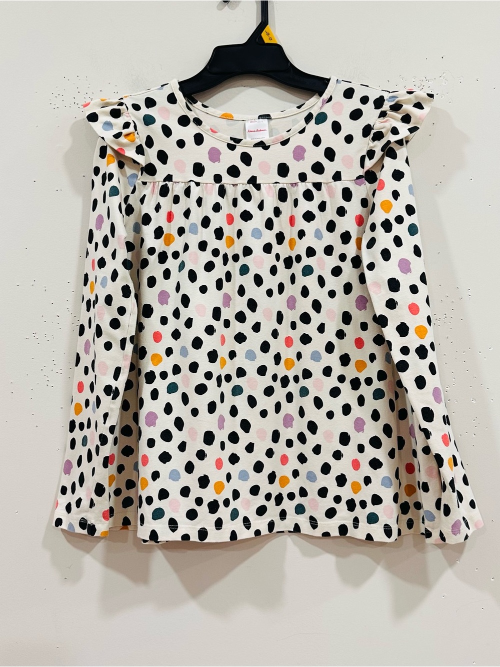 Hanna Andersson Girls Ruffle Swing Top Colorful Polka Dot Long Sleeve Size 12